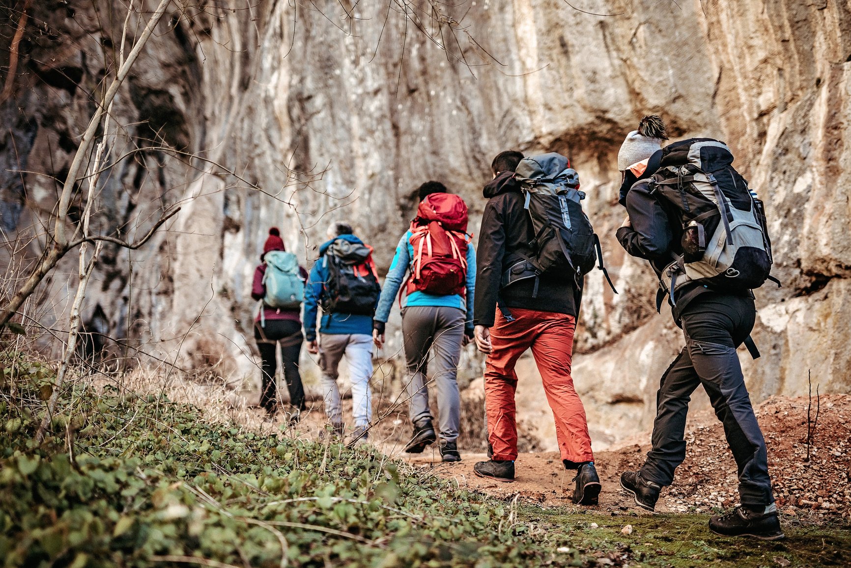 Group of tourist on hiking tour